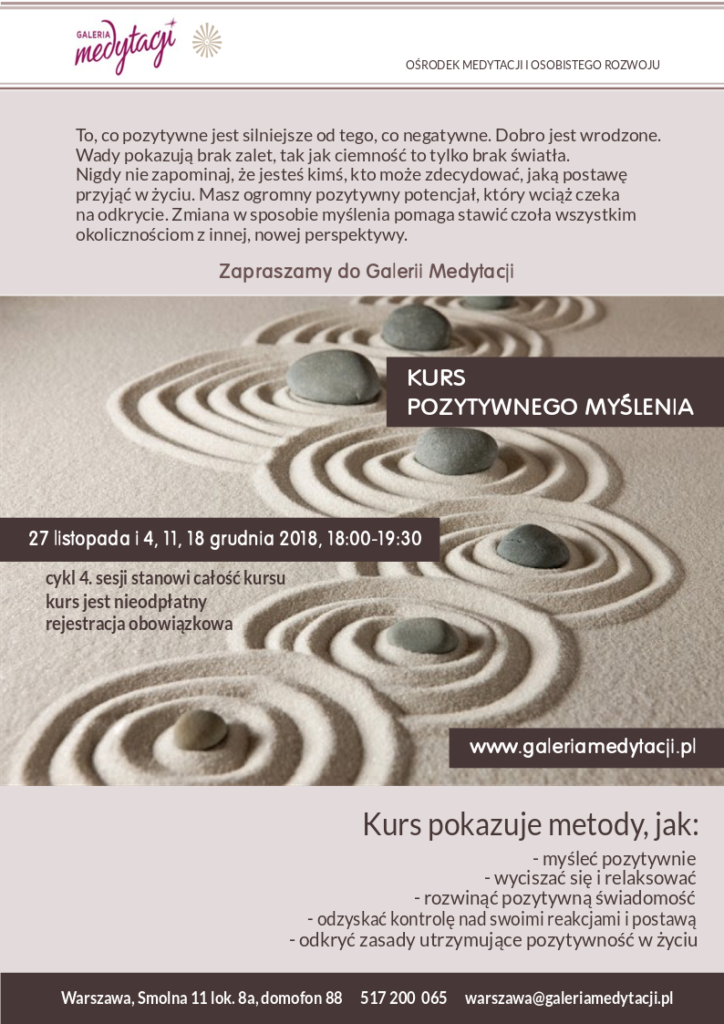 Kurs pozytywnego myślenia w Warszawie @ Galeria Medytacji w Warszawie