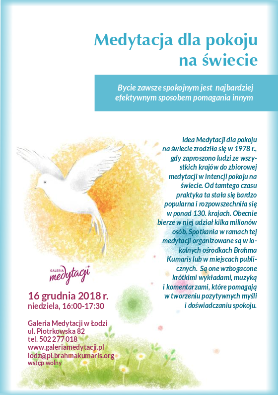 Medytacja dla pokoju na świecie w Łodzi @ Galeria Medytacji w Łódzi