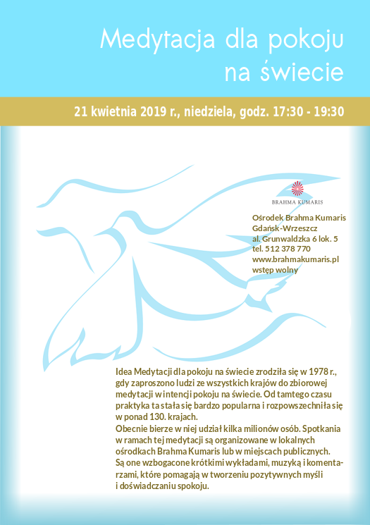 Medytacja dla pokoju na świecie w Gdańsku @ Ośrodek Brahma Kumaris w Gdańsku
