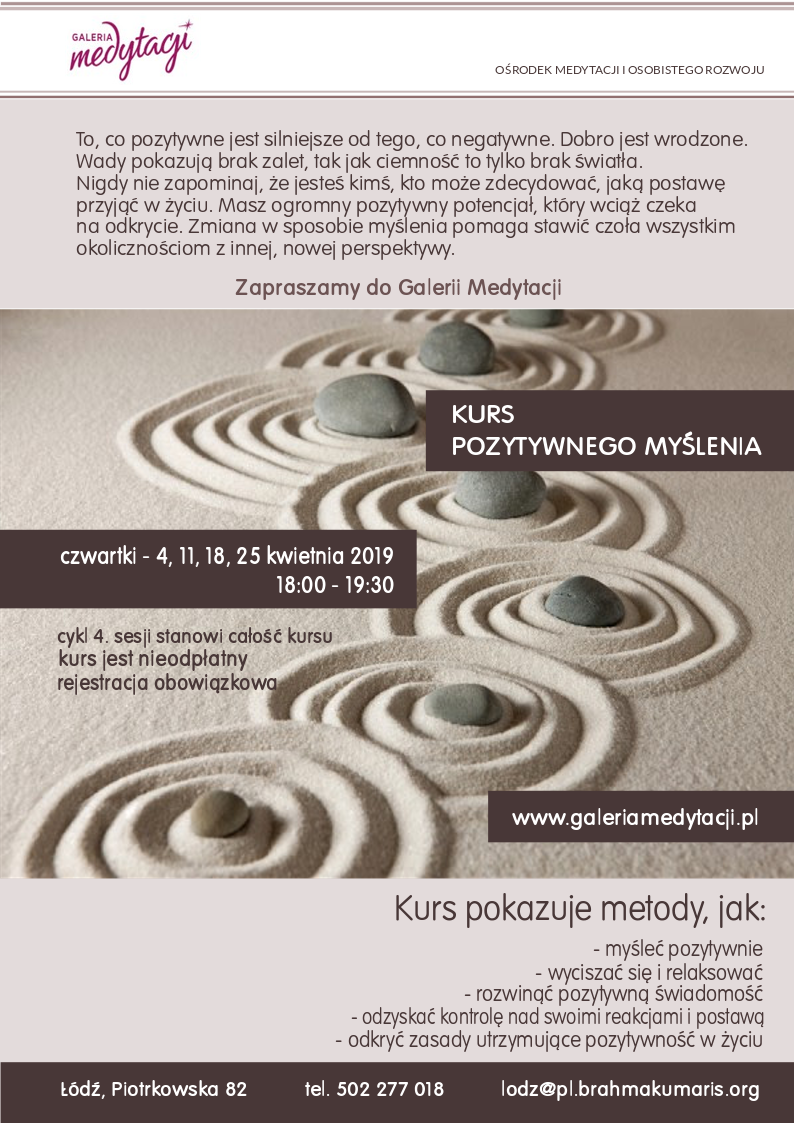 Kurs pozytywnego myślenia w Łodzi @ Galeria Medytacji w Łódzi