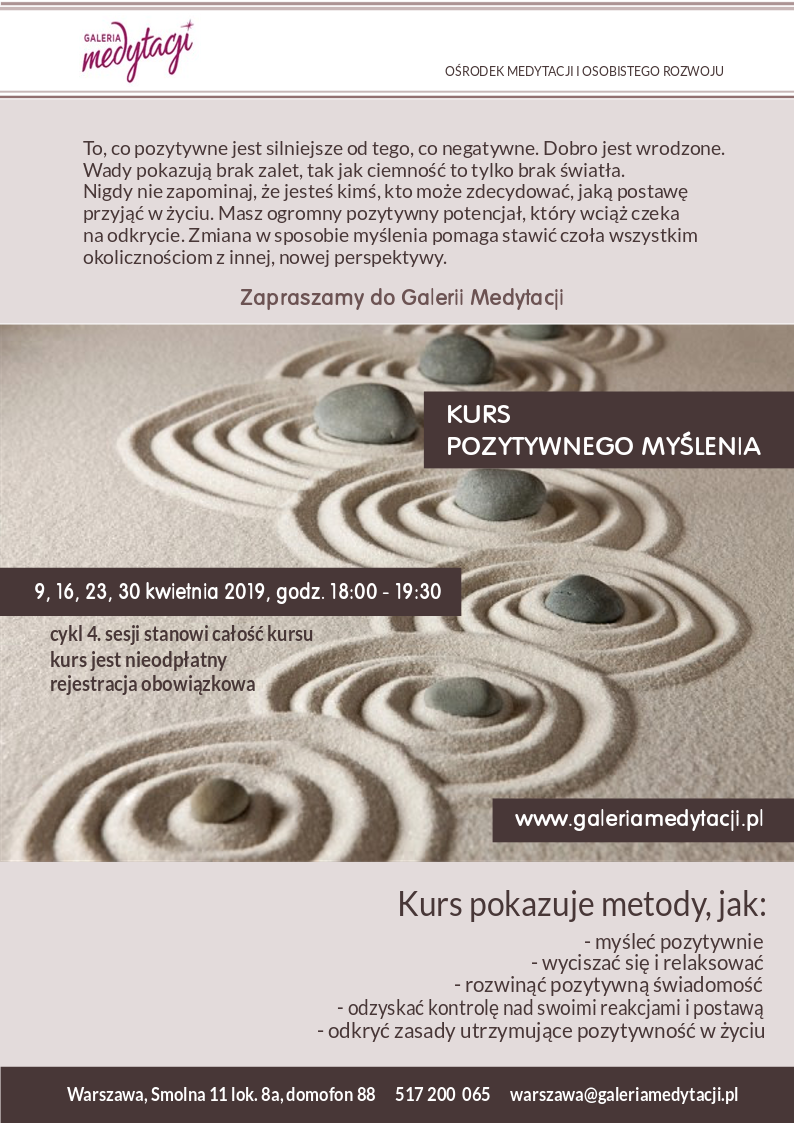 Kurs pozytywnego myślenia w Warszawie @ Galeria Medytacji w Warszawie