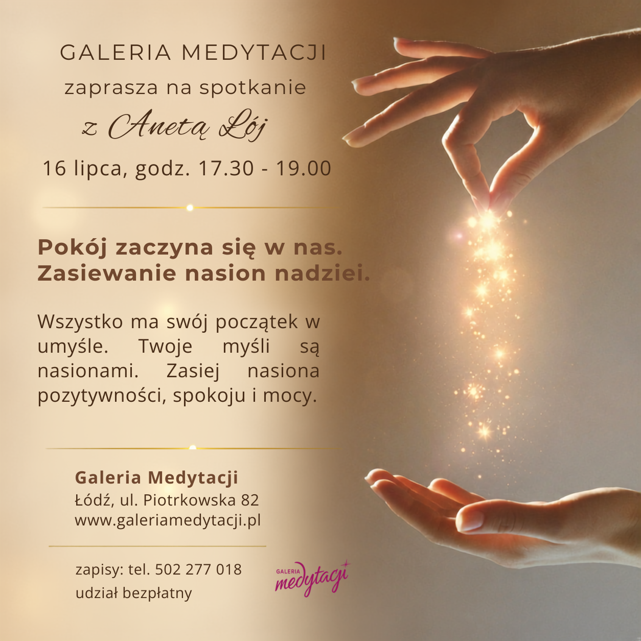 Zasiewanie nasion. Spotkanie w Galerii Medytacji w Łodzi @ Galeria Medytacji w Łodzi
