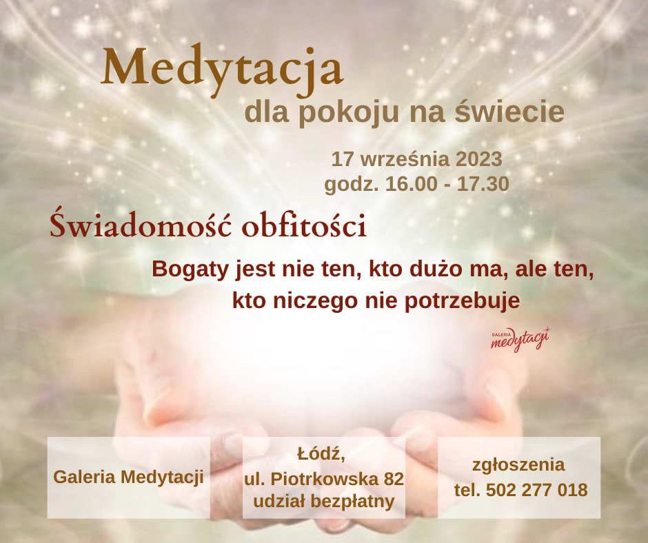 Medytacja dla pokoju na świecie w Łodzi @ Galeria Medytacji w Łodzi